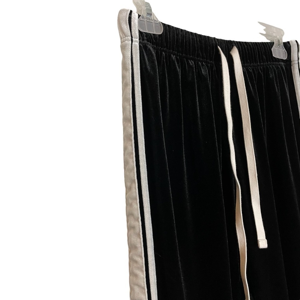 Forever 21 Retro Look Black Velour with White Side Stripes Joggers Sz.L - Picture 4 of 11
